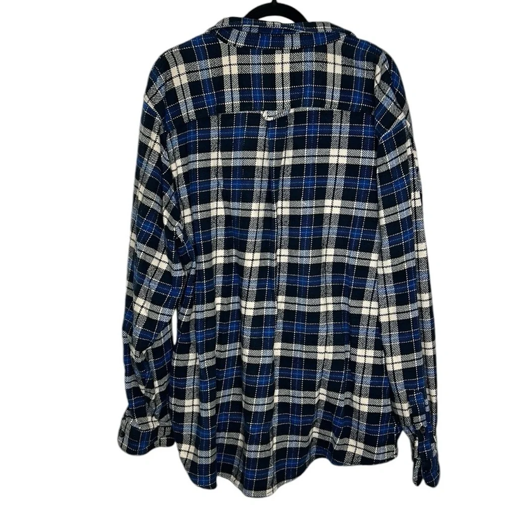 Orvis Men's Plaid Flannel Button Down Shacket Size XXL Black Blue Casual‎ Cozy